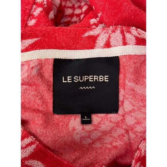 Le Superbe Sweater Large Womens Red Towel Terry Pineapple Sweatshirt Resort - Picture 7 of 8